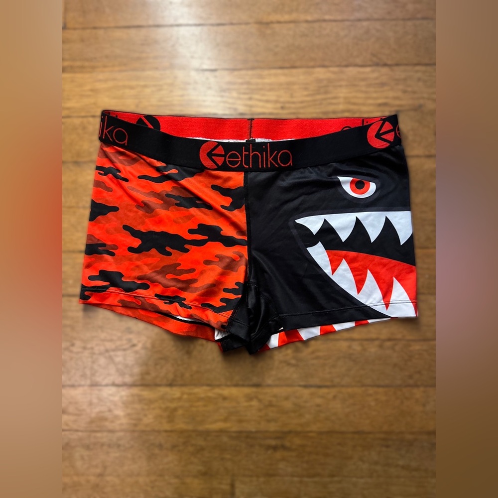 ethika Red & Black Shark Camo Bike Shorts